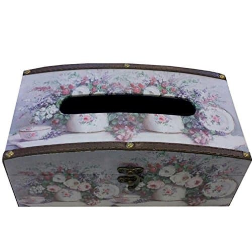 Lilac Floral Wooden Tissue Box