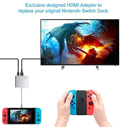 PHADEN Nintendo Switch Dock USB Type C to HDMI Adapter USB C Hub HDMI Converter Cable USB 3.0 &amp; USB C PD (Power Delivery) for Macbook Pro 2017 2016, Samsung Galaxy S8 Plus, Google Pixel