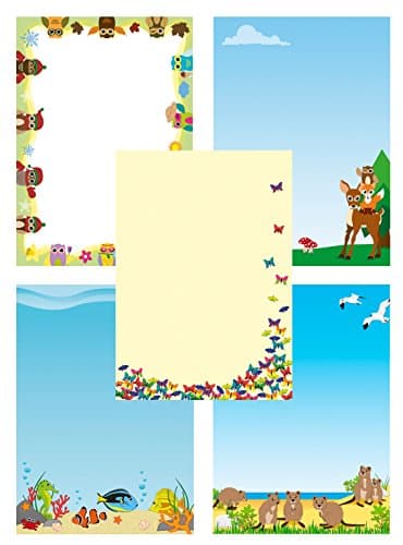 Writing Paper funny animals 50 Sheets - 5x10 Sheets DIN A4 90 g/m² Mix2