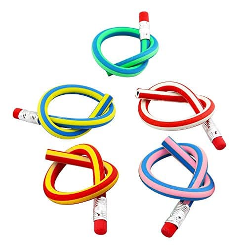 6Pcs Magic Colorful Stripe Bendable Soft Pencils With Eraser Office School Supplies Students Children Kids Writing Gift