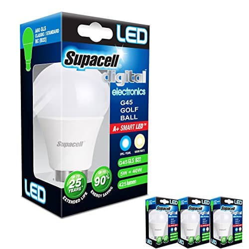 3 Pack 5w GLS G45 LED Golf Ball Warm White Light Bulb B22 Bayonet 5w = 40w 2700K A60 Bright 425 Lumen Wide Beam 270 Degree 30,000 Hours Life