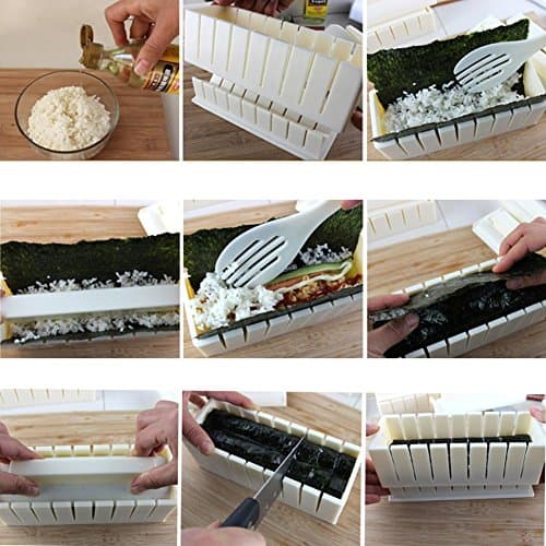 Jo's Online® New Improved Sushi Making Kit - Easy to Use New Improved Shapes 10 Piece Home Sushi Maker DIY | Various Shapes | Great Set to Make Perfect Sushi Even For Beginners! # Ranked 1st