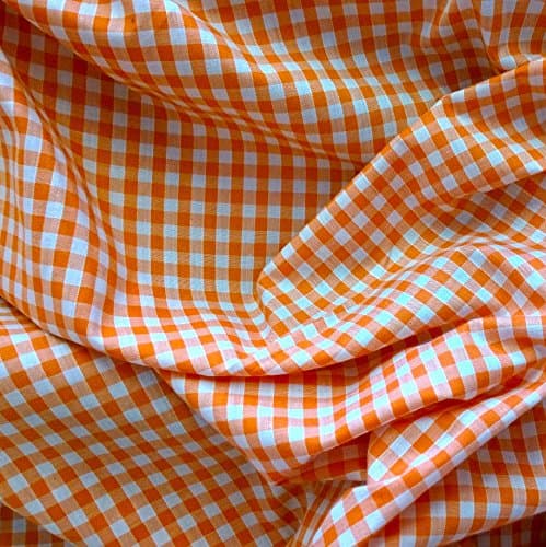 Gingham 1/4 inch Check Polycotton Fabric Orange
