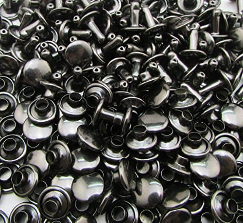 Amanteao Gun Black Double Cap Rivets Plane Cap 7mm and Post 8mm Pack of 150 Sets