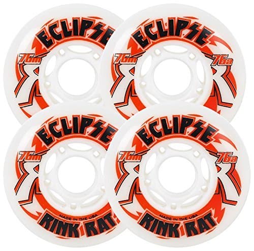 Rink Rat Wheels 72Mm 76A Eclipse 4-Pack White/Red Inline Indoor Hockey