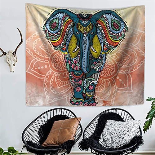 RFVBNM Tapestry,bedspread,Wall murals,Wall Decor Fabric Modern Wall Art,bed Cover,Room divider,curtain,tablecloth,College Dorm,Picnic blanket on the beach and throw,creativity,Elephant Printed Tapestries Decorative Indian Wall Carpet Tapesty,Hippie tapestries,Cotton Handmade upholstery,decorative wall hung,200*150cm