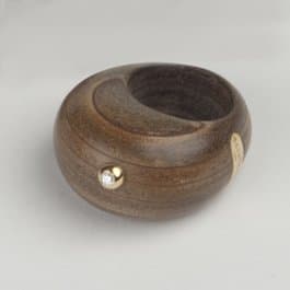 Italian Leather Dome Ring with Diamond (6.5)