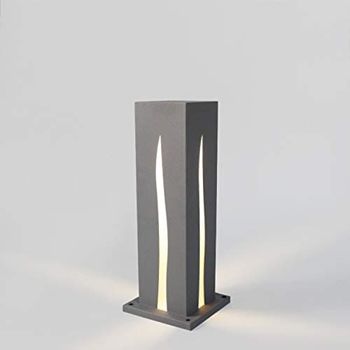 43.5CM Warm Light LED Lawn Lantern Floor Lamp Creative Hollow Lawn Ground Table Lamp Classic Square Column Courtyard Lantern Modern European Highlight Villa Bollard Pathway Waterproof Pillar Lamp