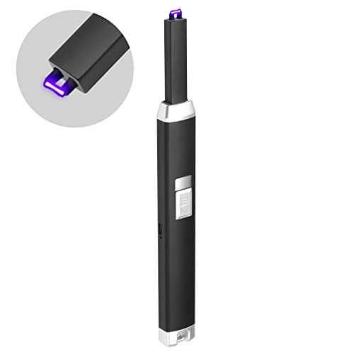 Electronic Arc Lighter USB Rechargeable Windproof No Spark & Smell Multi-purpose for Home, Candles, BBQ, Camping (Black)