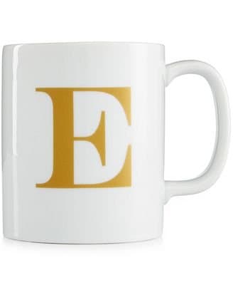 The Cellar Gold-Tone Initial Mug Collection Porcelain Letter 'E' Mug