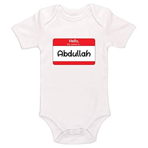 Kinacle Hello My Name is Abdullah Personalized Baby Bodysuit