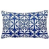PUDA Moroccan Tile - Cobalt Blue and White Canvas Pillow Case Cover -24"x16" (Twin Sides) .
