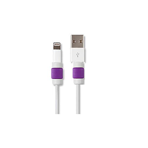 Lighting Cable Protectors - Waloo™ Lighting Cable Protector [Zoonix Series] 6 Pack Cable Protectors - Prevents Fraying and tearing of iPhone Lighting Cables (Purple)