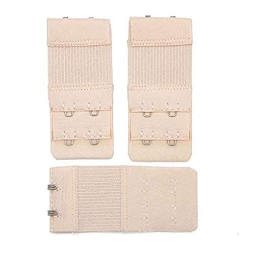 GreenCoves 3Pcs Ladies 2/3 Hook Bra Extender Soft Back Band Extension Strap Underwear Belt (Begie, Two Hooks)
