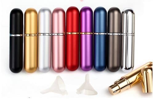 Marketty 6pcs 6ml Portable Mini Refillable Perfume Scent Aftershave Atomizer Empty Spray Bottle with 2 Funnel Filler for Travel Purse Bottle of travel cosmetics(6 Random color out of 10）