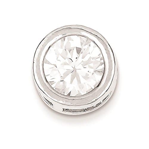 925 Sterling Silver Polished Round CZ Stone Open Back Slide Charm Pendant