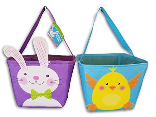 Chick and Bunny Fabric Easter Basket Bucket - 2 Count