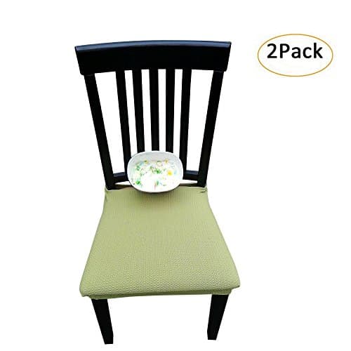 Waterproof Dining Chair Cover Protector - Pack 2 - Perfect For Pets, Kids, Elderly, Restaurants, Party - Machine Washable, Elastic, Removable, Many Color Choices, Clean the Mess Easily (Spring Green)