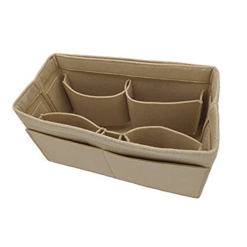 Actater Large Felt Purse Organizer Insert, Multi-Pocket Handbag Shaper, fits Tote Bag like Speedy or Neverfull (Beige)