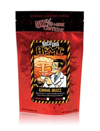 Boca Java Atomic Cinna-Buzz, Extra Caffeine, Ground, 8oz bag