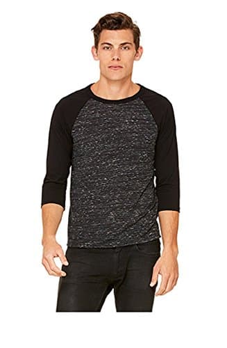 Unisex Extra Small 3/4 Sleeve Baseball Tee Black Marble With Black Sleeves