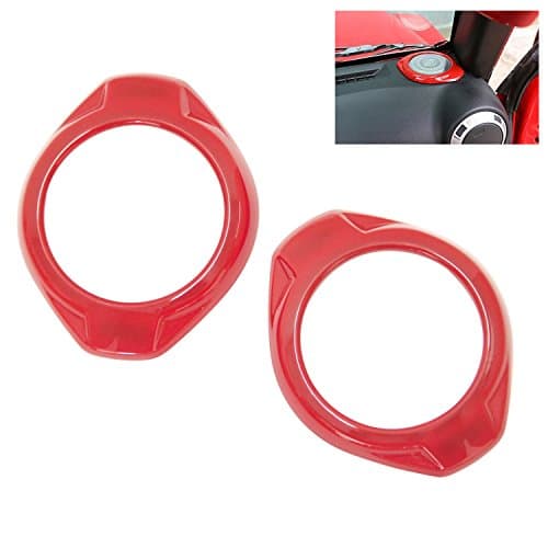 AVOMAR 2 pcs Pillar Horn Speaker Loudspeaker Trim Protector Guard Cover for Jeep Wrangler JK 2015-2016 (red)