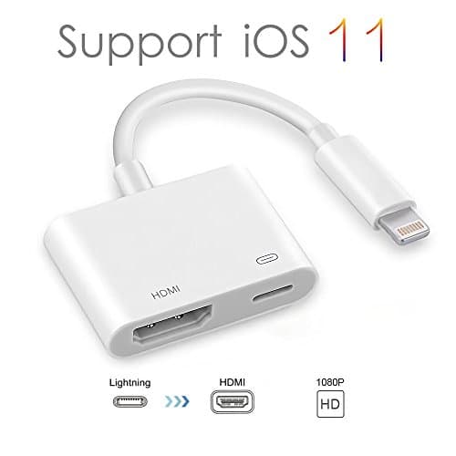 Lightning to HDMI, Lightning Digital AV Adapter with Lightning Charging Port for HD TV Monitor Projector 1080P for Select iPhone, iPad and iPod Models