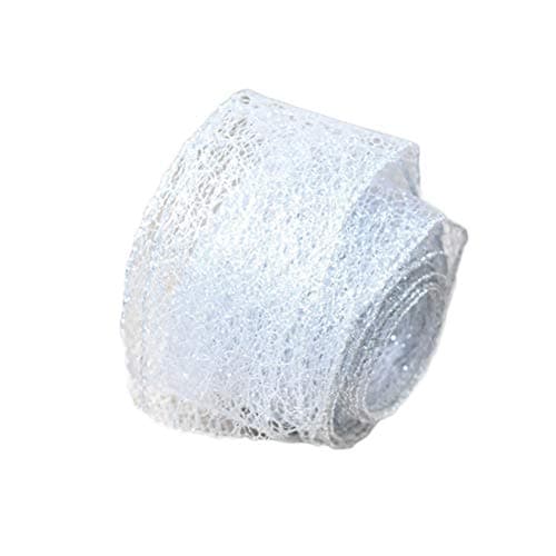 2pc Glitter Metallic Ribbon Sparkly Fabric Ribbon for Christmas Tree Gift Crafters Sewing Wedding Party Brithday Exhibition DIY Craft Wrap Card Making Bows Floral Projects (Silver)