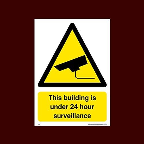 This building is under 24 hour surveillance Plastic Sign with double sided fixing tape (S29) - CCTV, Security, Warning, Alarmed, Surveillance, Camera, Dogs, Premises