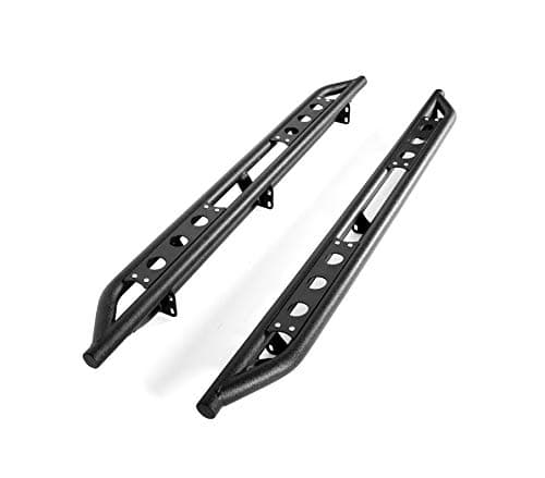 Textured Black Rock Crawler Rock Slider Armor Bar Side Step Rail Nerf Bar Running Boards Fit 2007-2018 Silverado/GMC Sierra 1500/2500/3500 New Body Style Extended/Double Cab w/ 2 Half Size Rear Doors