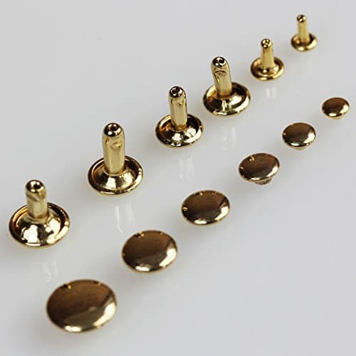 WUTA Leather Double Round Cap Rivets Large Gold 8mm,(3/10") Pack of 50 Sets
