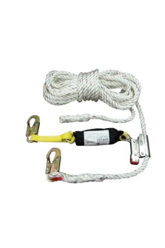 Elk River 49902 Polyester/Polypropylene Construction Plus Lifeline Rope with Attached Rope Grab and 2" Web Zorber, 3600lbs Gate, 5/8" Diameter x 50' Length
