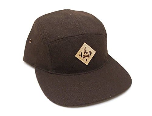 Outdoorsman Hat - Bonfire Leather Patch - 5 Panel Melton Wool Camper Hat