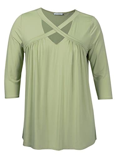 PLUSPICE Women's Plus Size Criss Cross High End Swing Long Top Made in USA Mint 1XL