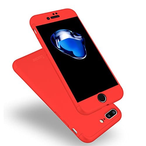 iPhone 7 Plus Case, Coocolor Knight Series Double Dip Case [Hard] Shockproof Hybrid PC 360° Full Protection For iphone 7 Plus-Red