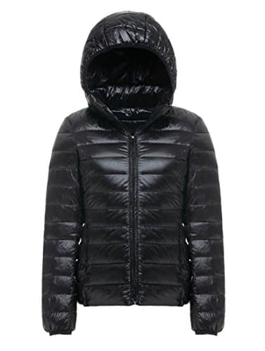 Women's Lightweight Packable Hooded Down Jacket Puffer Coat Black M (Tag)