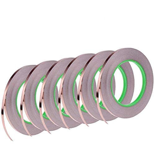 6 Pack Copper Foil Tape with Conductive Adhesive for EMI Shielding, Slug Repellent, Paper Circuits, Electrical Repairs, Grounding