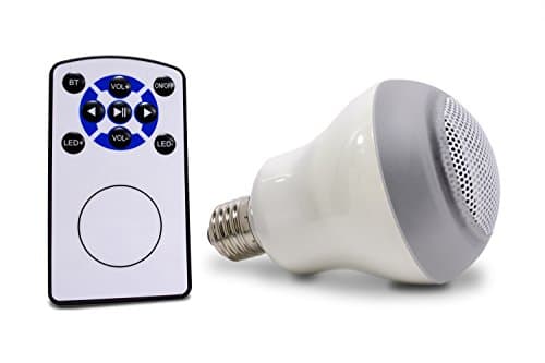 Audiopho E27 LED Bluetooth Speaker Bulb with Dimmable Cool White Light - 4w White (40w Equivalent) with Built-In 4W Bluetooth Speaker Music Player and Remote Controller