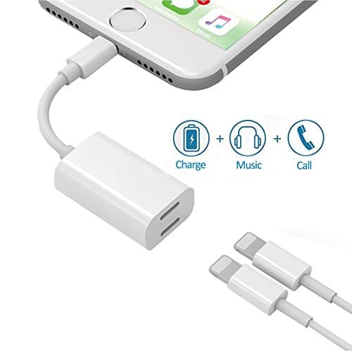 iPhone 7 Adapter &amp; Splitter, Dual Lightning Headphone Audio &amp; Charge and Sync Data for iPhone 7 / 7 Plus(Support iOS 10.3 and later)