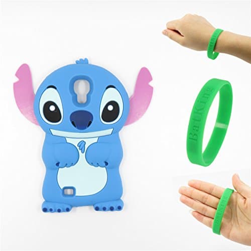 S4 Case,Galaxy S4 Case,Galaxy S4 Silicone Case,Bat King 3D Cartoon Stitch&Lilo pink Ears Silicon Gel Rubber Case Cover Skin for Samsung Galaxy S4 i9500