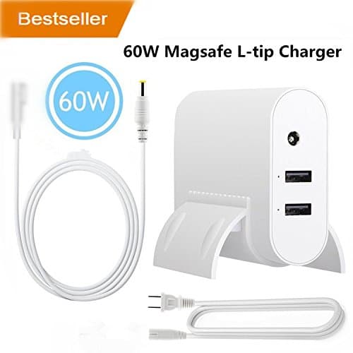 MacBook Pro Charger Replacement 60W Magsafe 1 L-tip Connector Power Adapter with 2 USB Charging Ports for Apple MacBook Pro A1278 A1181 A1184 A1330 A1342 A1344 (60W Magsafe-L)