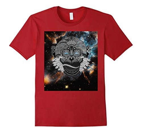 Mens Trippy Monkey Subconscious Outer Space Feather T-Shirt Medium Cranberry