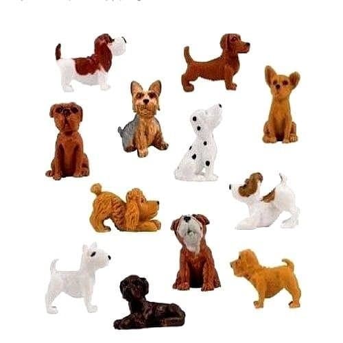 MinDo 18 Pieces - Complete Set Plus 6 More Adopt a Puppy Dog Figures Dachshund Basset Hound Bull Terrier Jack Russell Dalmatian Black Labrador Yorkshire Boxer Bloodhound Bulldog Poodle Chihuahua Toy