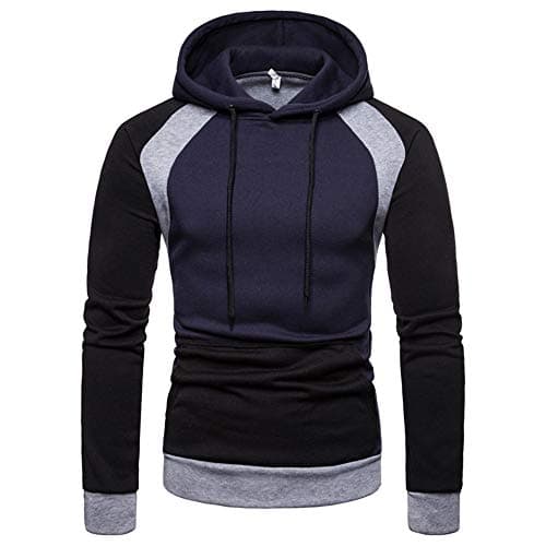 Patchwork Sweatshirts BOOMJIU Mens Cowl Neck Pullover Hoodies Drawstring Sweater Long Sleeve Casual Blouses Tops