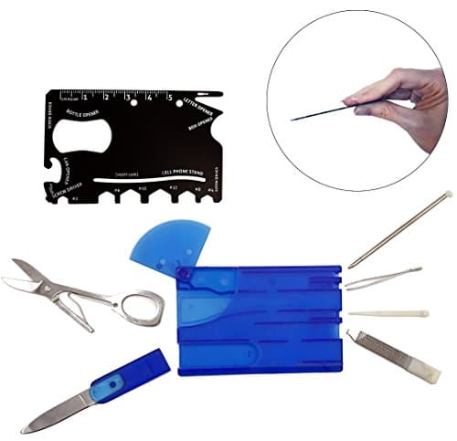Dasksha Credit Card Pocket Tool Set A Card-sized Knife, Scissors, Multitool, Bottle Opener, Pen, Screwdriver Excellent Design Made Of Stainless Steel