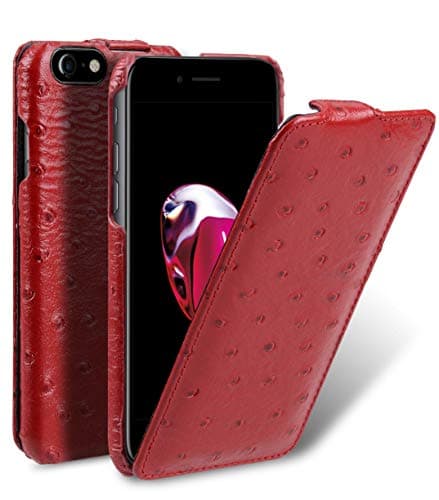 Melkco Premium Leather Case for Apple iPhone 7/8 (4.7'') - Jacka Type (Red Ostrich Print)