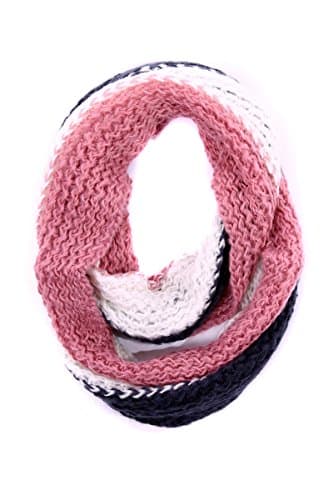 Kassy Striped Knit Infinity Scarf (Pink)
