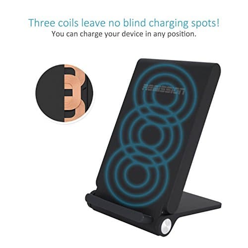Remission 3-Coils QI Wireless Charger Pad with LED Indicator Light for All QI-Enabled Devices