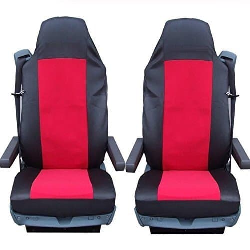 2 x Lorry Fitted Seat Covers Red/Black High Quality Polyester