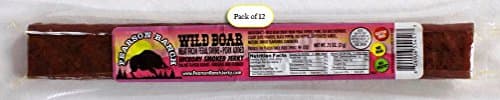 Pearson Ranch PREMIUM WILD BOAR Nitrate Free Jerky - Grass Fed, Farm Raised, &amp; Hormone Free (12 Pack)